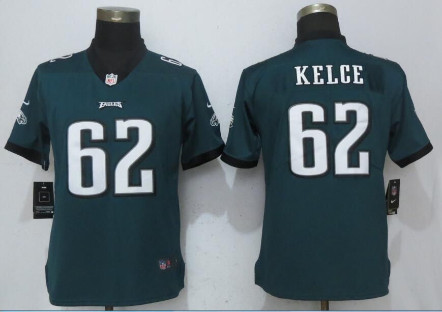 Women Philadelphia Eagles #62 Kelce Green Vapor Untouchable Nike Player NFL Jerseys
